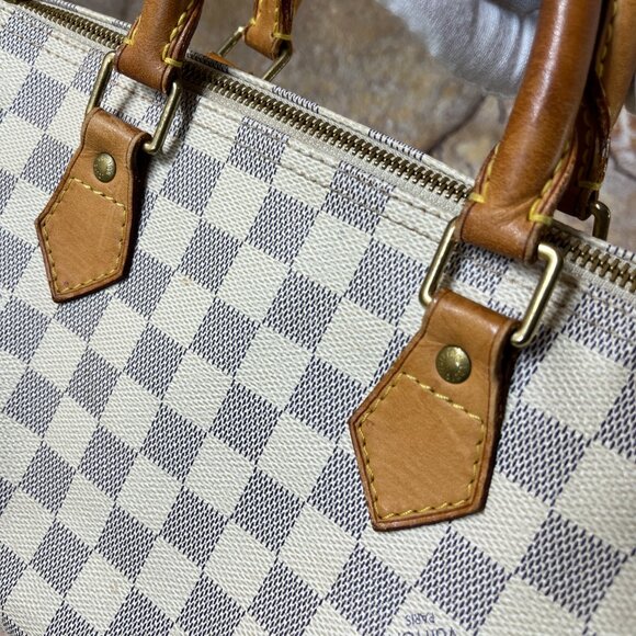 Louis Vuitton Speedy 30 Damier Azur Satchel Bag Canvas Boston Bag - Picture 9 of 13